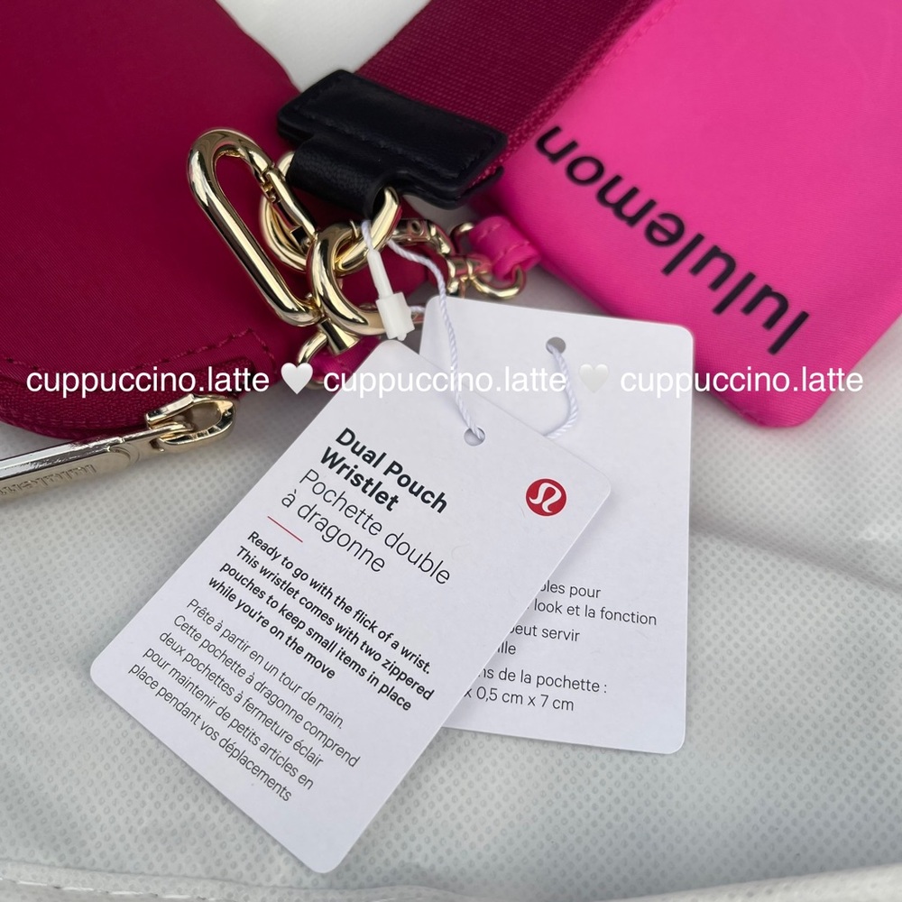 ❤️NWT💗Lululemon Athletica Dual Pouch Wristlet in Pink Sonic/Pomegranate/Black - Picture 5 of 10